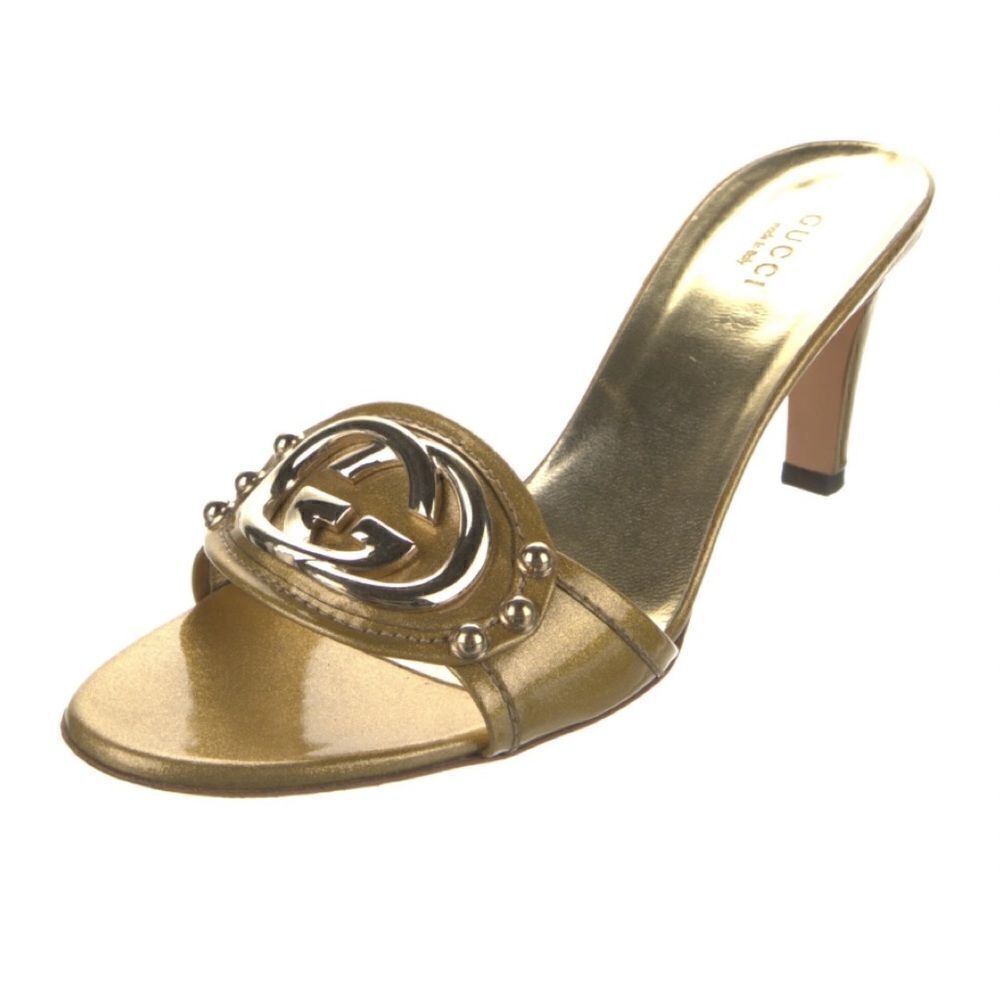 GUCCI Metallic Interlocking G Logo Slides